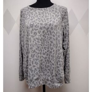 Buffalo David Bitton black & gray leopard print long sleeve lightweight sweater